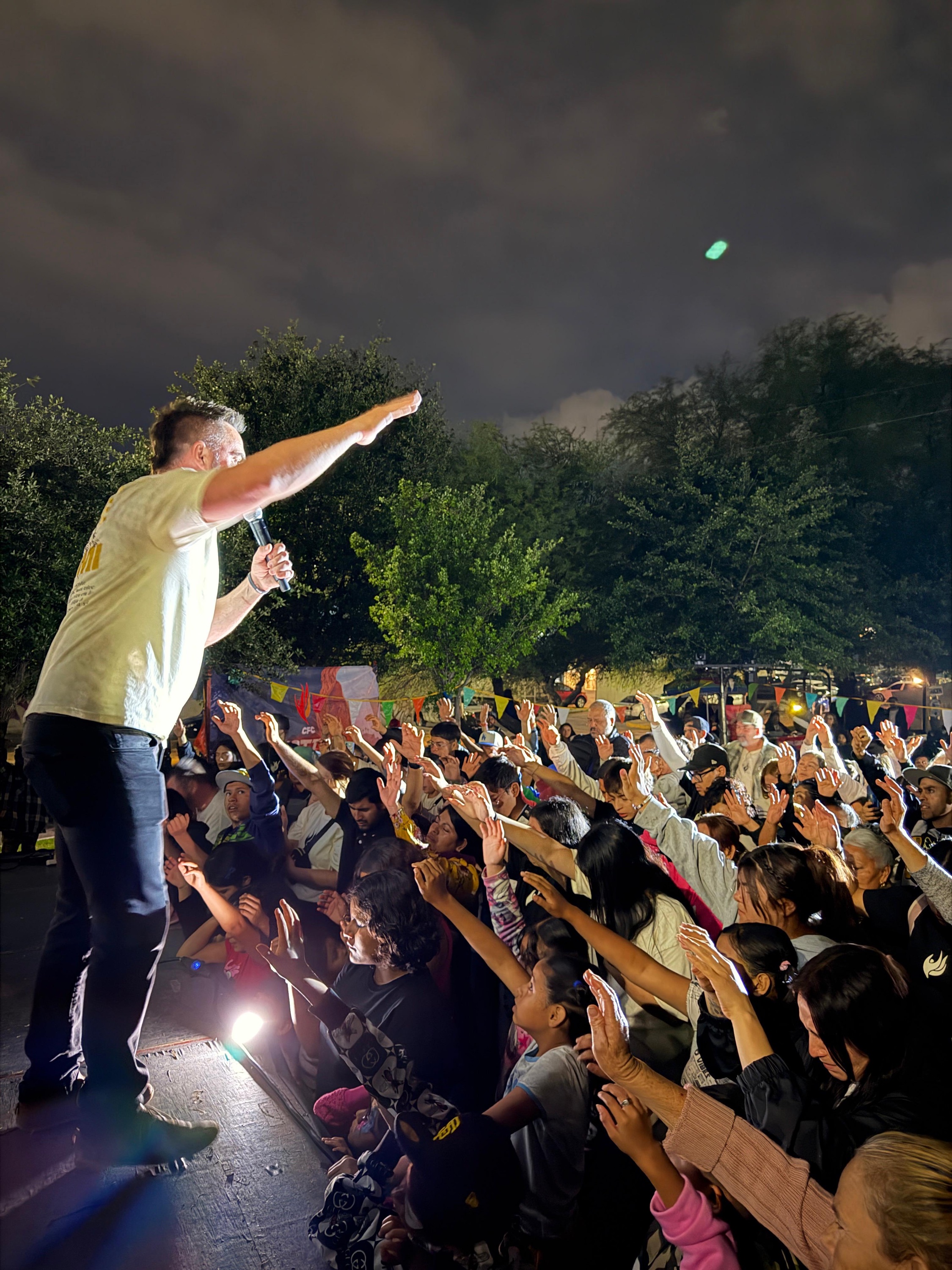 Troy Brave preaching at a Mexico soul winning crusade